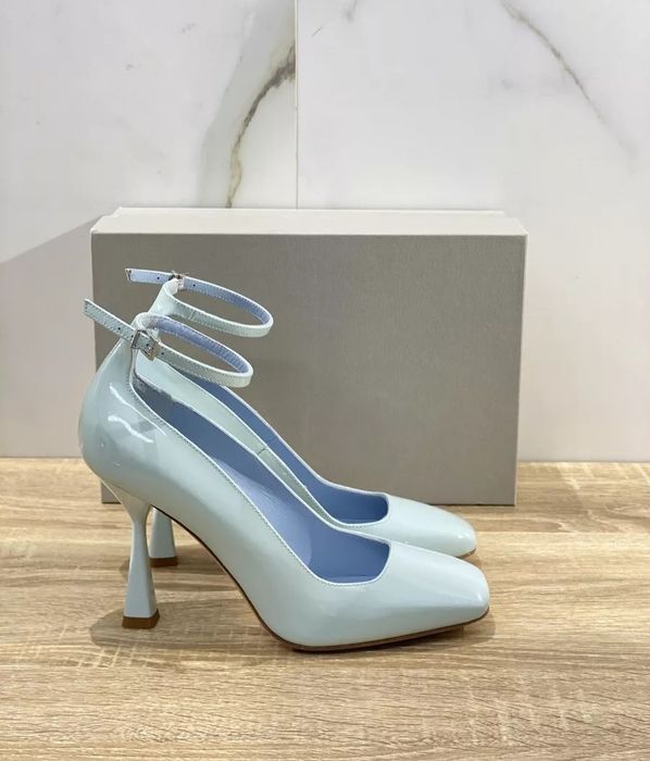 Сини лачени обувки 37/38номер естествена кожа ток официални ежедневни