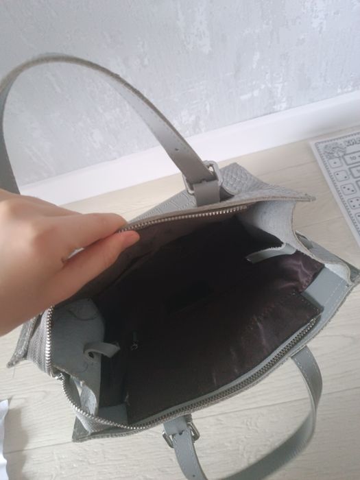 Сумка кожзам серая