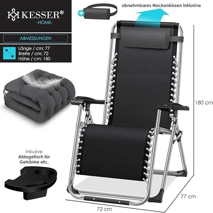 KESSER® шезлонг, сгъваем, градински стол, товароподемност 200 кг