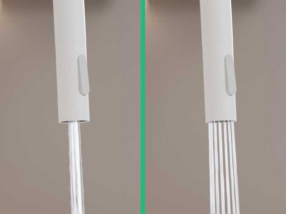 Бял смесител за кухня с изтегляща глава, 2 режима на струя - 9020