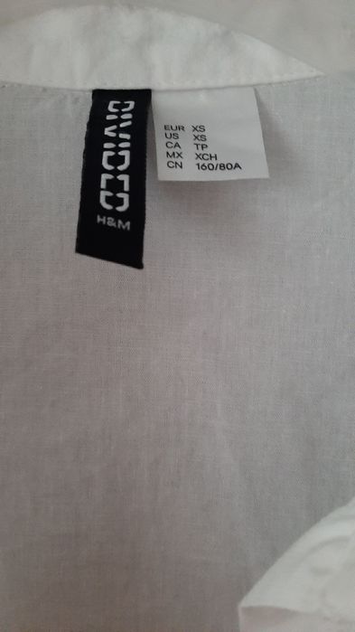 Бяла памучна ризка H&M - размер XS