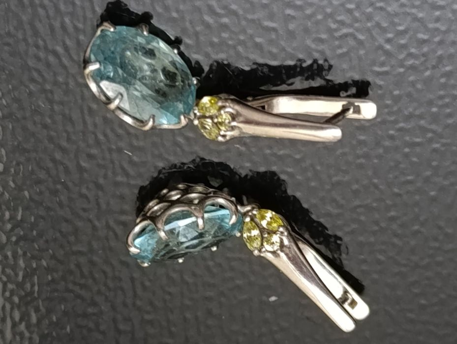 Серьги серебро. Голубой тапаз