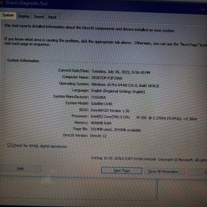 Toshiba  Satellite L640
