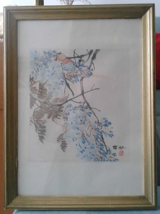 ARTA! Acuarela originala CHINA, 30X40 cm, semnatura si stampila manuf.