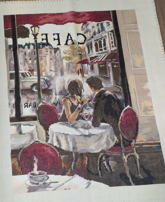 Ушит гоблен "Парижко кафене" - 37 см /48 см