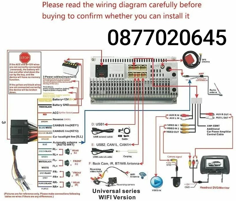 Универсална 10 инчова мултимедия за автомобил ANDROID, 1 DIN, блутут,