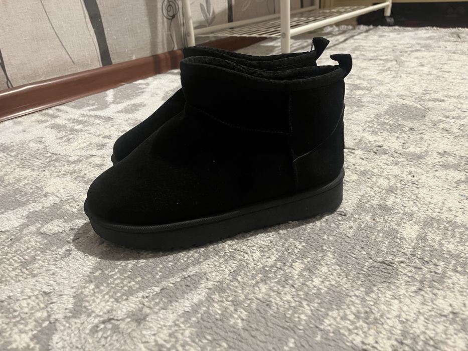 Угги черный, эко замша,