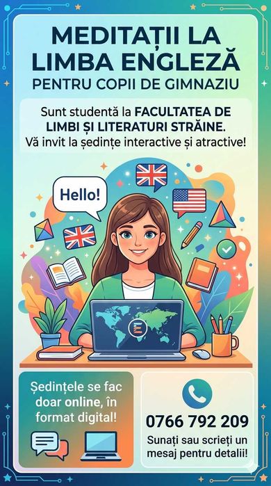 Meditatii Engleza copii gimnaziu - studenta Limbi si Literaturi Straine B2 Cambridge