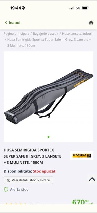 Husa semirigida Sportex Super Safe III, 3 Lansete + 3 Mulinete, 150cm