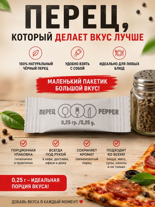 Порционный чёрный перец 0,25 г