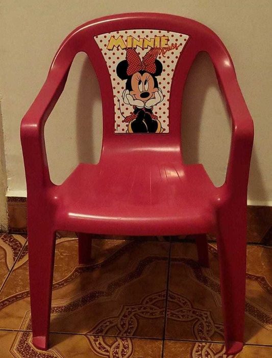 Scaun copii model Minnie pt grădină sau interior, plastic, 38x38x52 cm