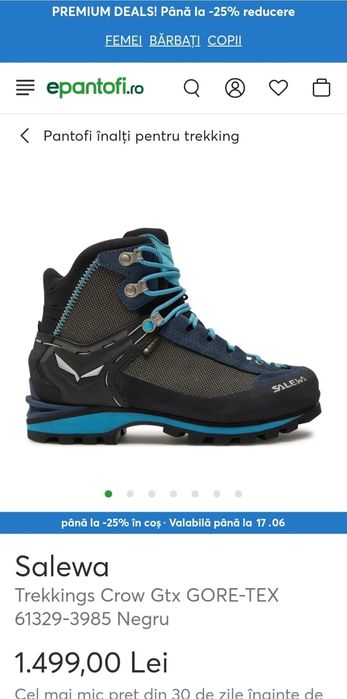 Ghete trekking SALEWA Crow Gtx, marimea 40,5
