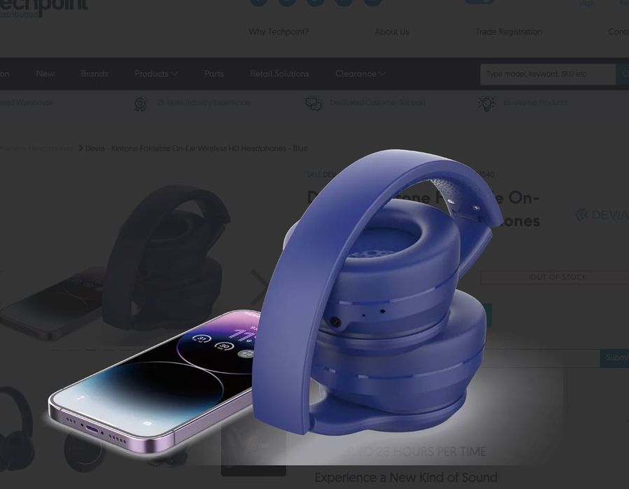 Casti Wireless Bluetooth Devia On-Ear Kintone Albastru