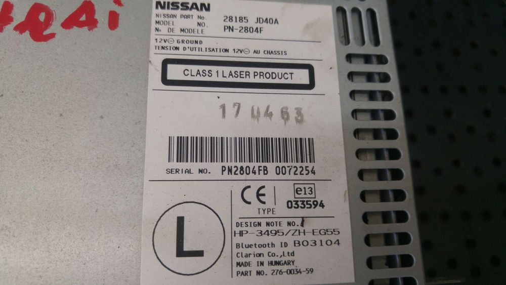 Radio cd player mp3 nissan qashqai j10 nj10 jj10e 28185jd40a 276003459