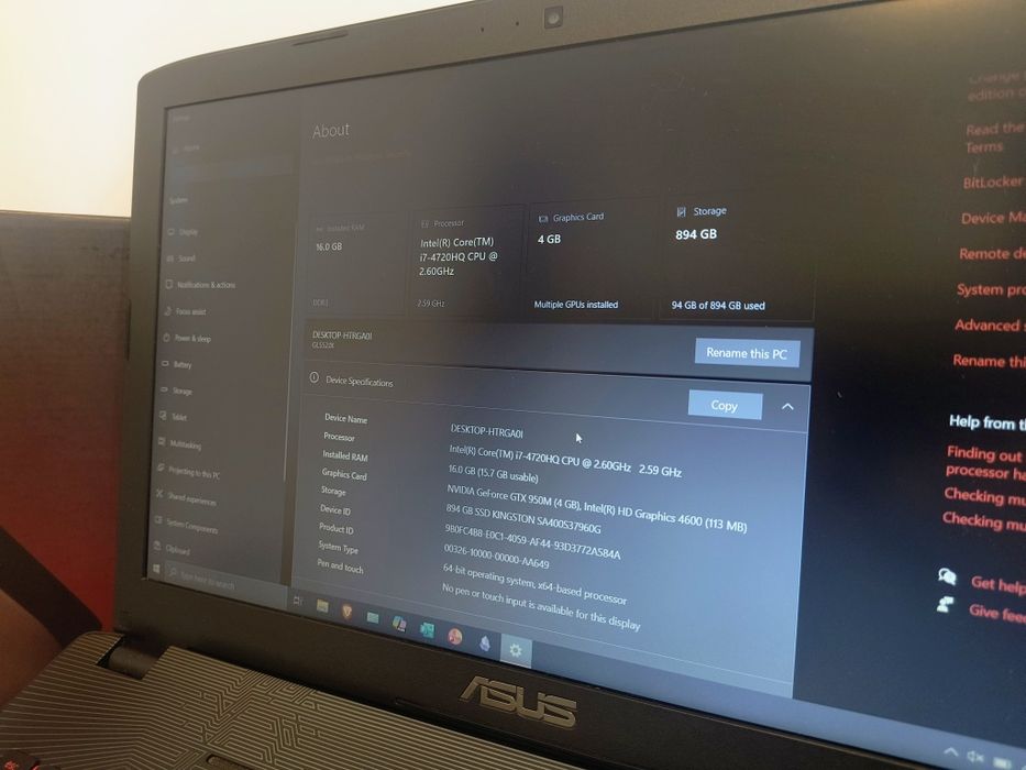 ASUS ROG GL552JX – Laptop Gaming | I7, 16gb RAM, GTX 950M, SSD 1TB