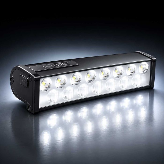 Ултра ярък 15 LED бар за велосипед, 4000 lm, USB-C, Бяла и жълта светлина