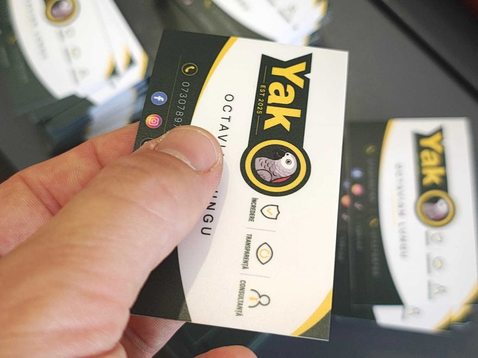 200 buc - Carti de vizita plastifiate personalizate, rezistente la apa si uzura, print color HD