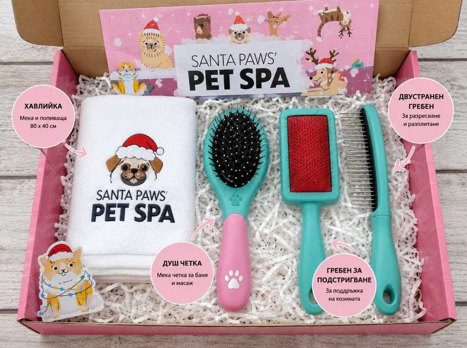 Празничен спа/spa комплект за домашни любимци - SANTA PAWS PET SPA