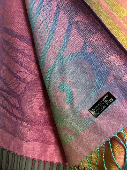 Esarfa premium cu franjuri, casmir si bumbac