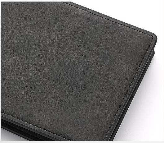 Стилен сив портфейл, мека PU кожа, карти документи пари, органайзер