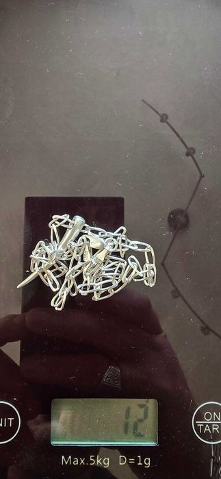 Сребърен ланец със сребърна висулка рог.