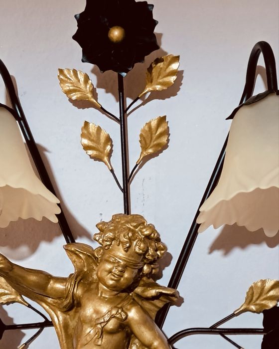 Луксозен стенен аплик с ангел – бароков стил, позлатена