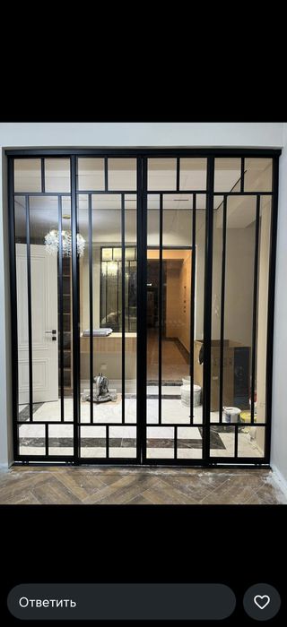 Душ, лофт, перила, зеркала