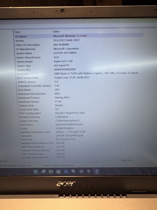 Лаптоп ACER ASPIRE 3-Като нов!!!