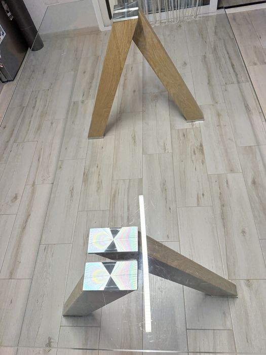 Masa sticla 140x80 picioare metalice