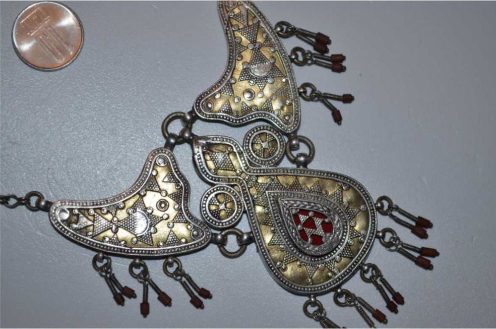 COLIER ARGINT 800 - La baza gatului - Tribal Ethnic Afghan - Vintage !