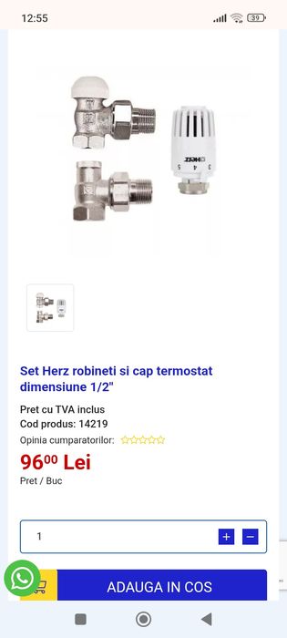Set cap termostatat cu robineți și piulite