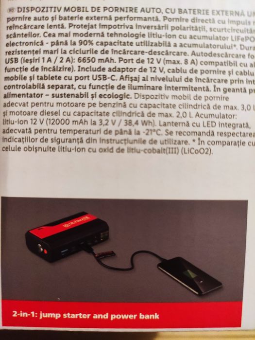 Jump starter motor auto cu functie power bank Ultimate speed