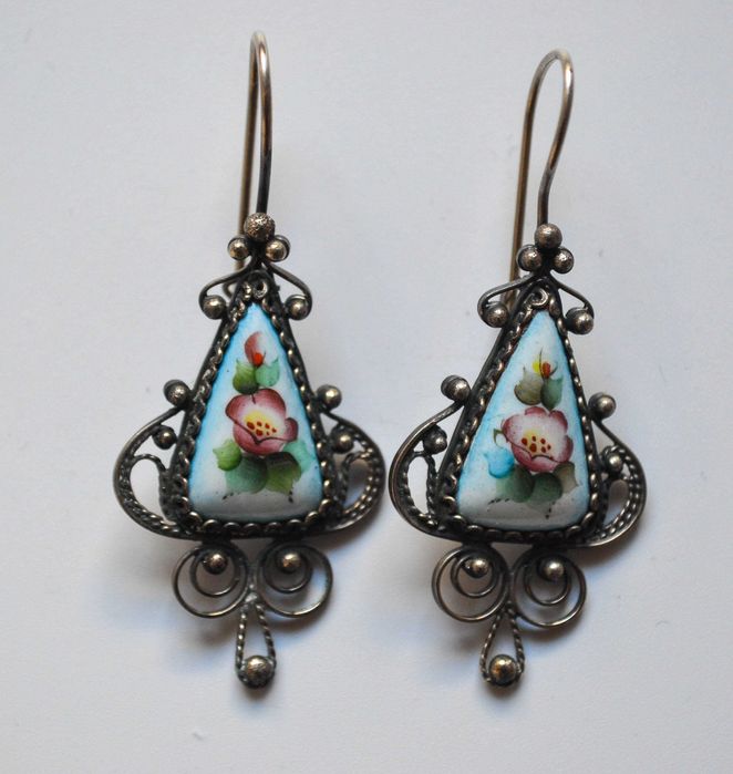 Стари Съветски порцеланови обеци от мелхиор