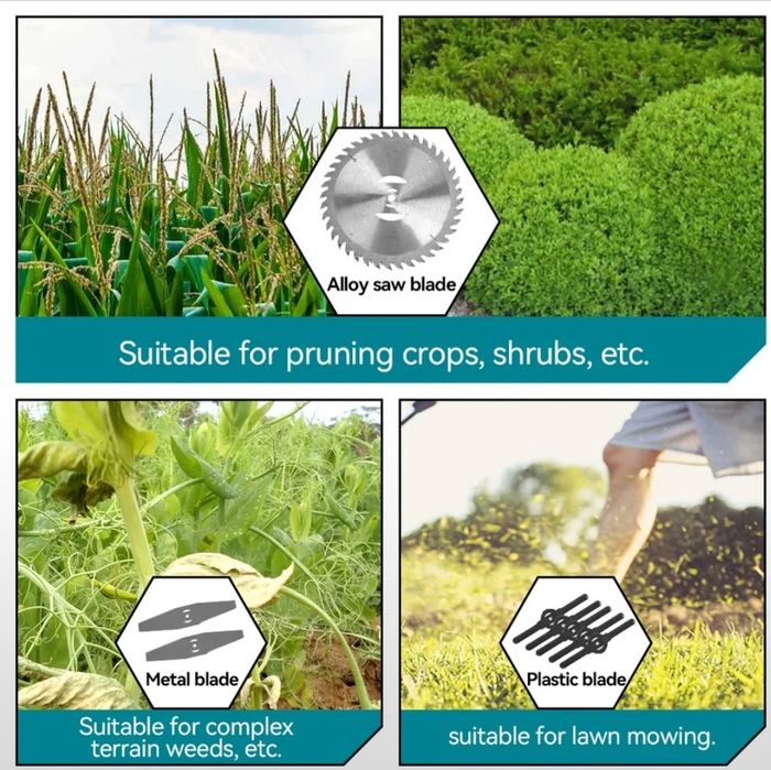 Акумулаторен тример за трева-храсторез с добавени колела и 2 батерии