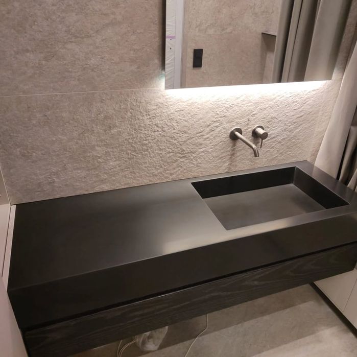 столешница из кварца, акриловая раковина, мойка на заказ,