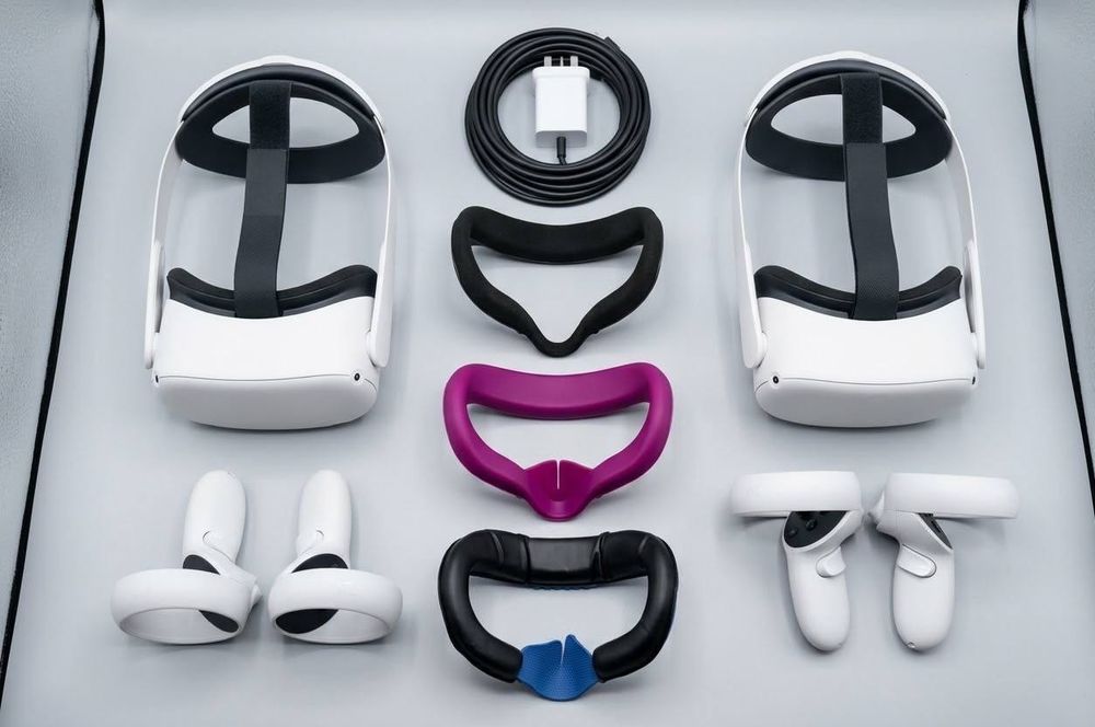 Meta Oculus Quest 2 256GB — Пълен премиум комплект (Elite Strap + 5m PC Link кабел + Кейс + Маска)