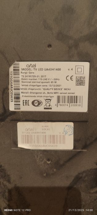 Artel televizor 43 smart