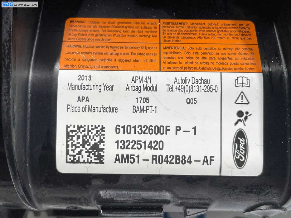Airbag Pasager Ford C-Max 2 MK2 2010 - 2018 Cod AM51-R042B84-AF 132251420 610132600F [L4085]
