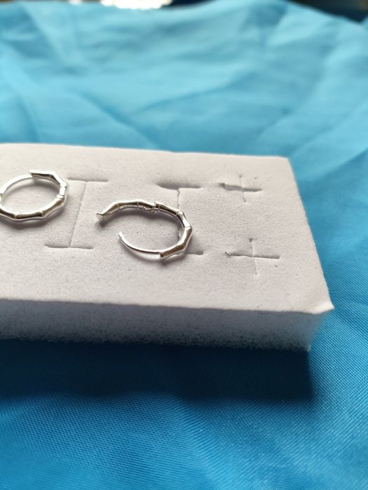 Сребърни обеци бамбук