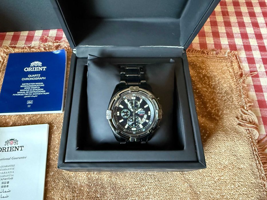 Часы Ориент, хронограф, Япония, кварц, полный комплект