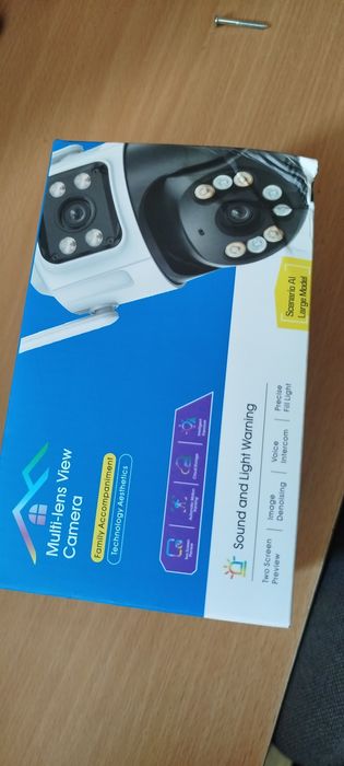 Camere Supraveghere Wi-Fi Dual Lens (2 în 1), Exterior , iCSee, Full HD, Rotativă