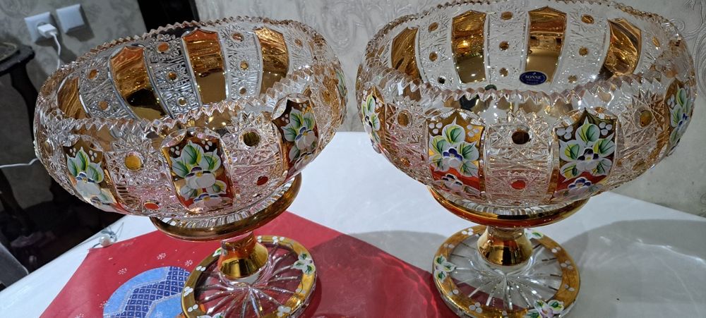 Чехословакия оргинал богема хруствль для фруктов 2 штук новый