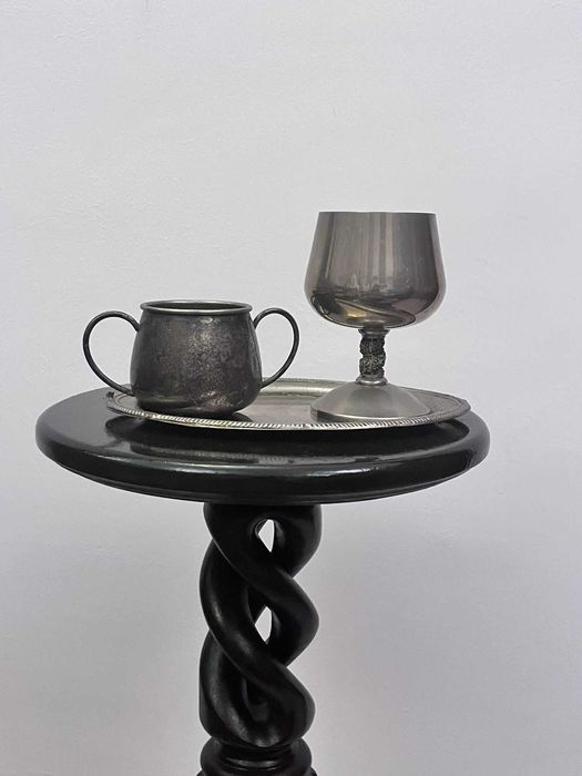 Set vechi 3 piese pahar letiera si tavita argintate bibelou bibelouri