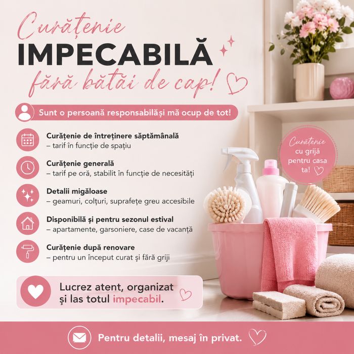 Curatenie !cand ai nevoie facem o programare
