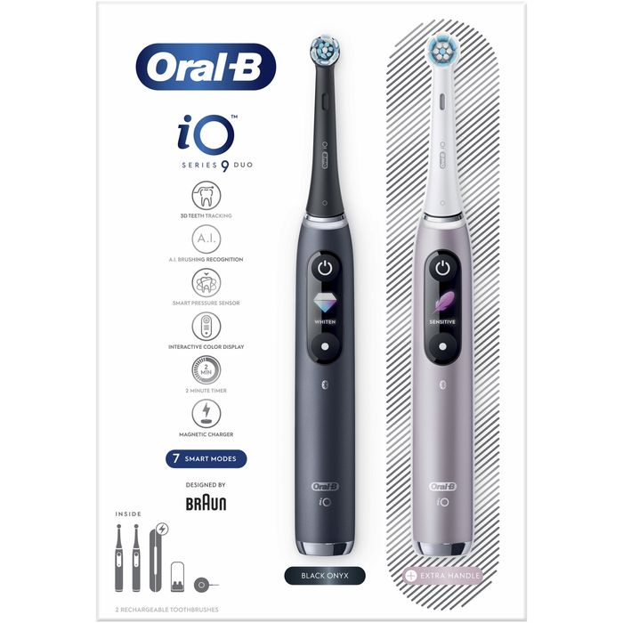 Oral-B iO9 - Двоен Комплект Ел. Четки за зъби Black Onyx & Rose Quartz