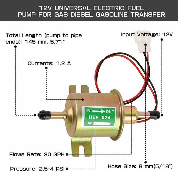 12V Горивна помпа с ниско налягане Помпа за карбуратор ниско налягане