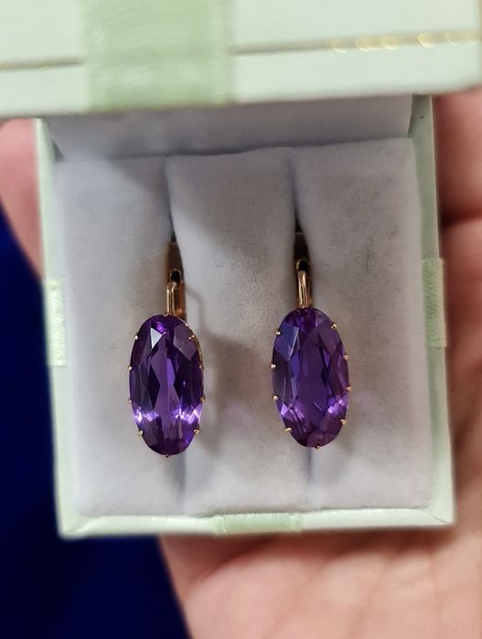 Золотые серьги 583 пробы с аметистом