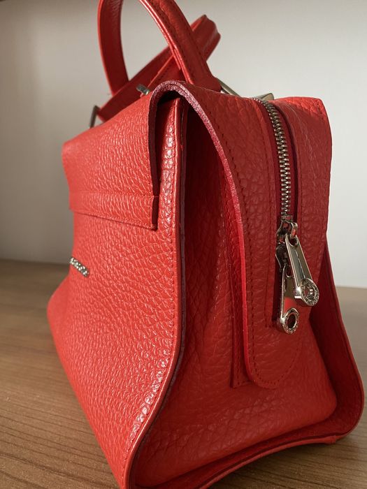 Geantă de piele DiGregorio roșu aprins*