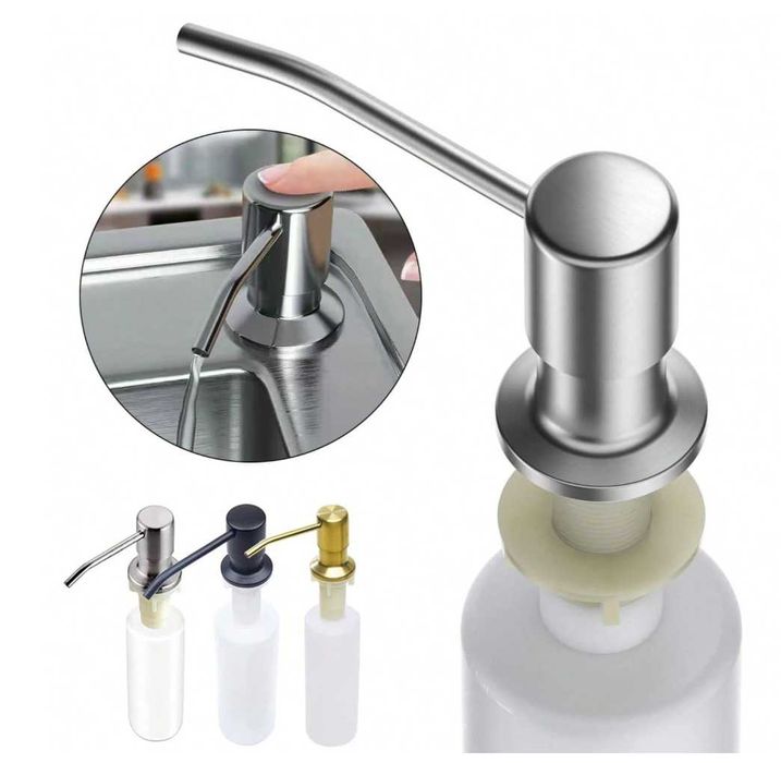 Dozator de sapun, Inox+Plastic,500 ml, Argintiu