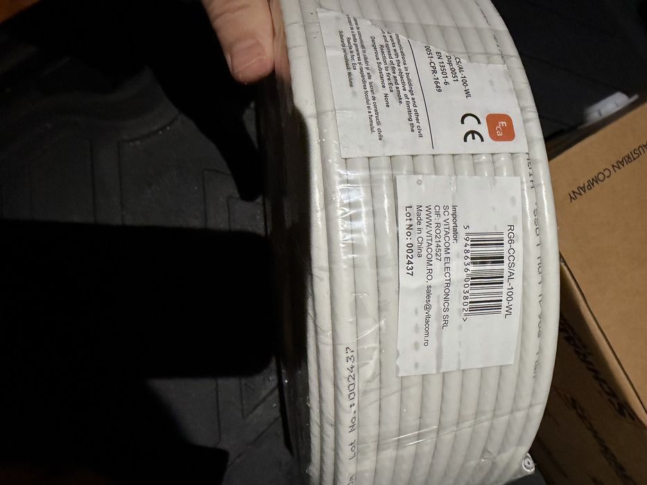 Cablu coaxial antena TV RG6 100m sigilat (ignifug)